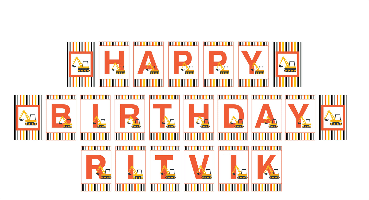 Construction Birthday Party Banner for Decoration