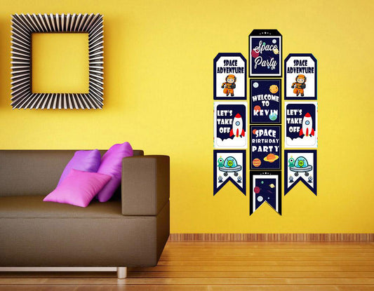 Space Theme Birthday Paper Door Banner for Wall Decoration