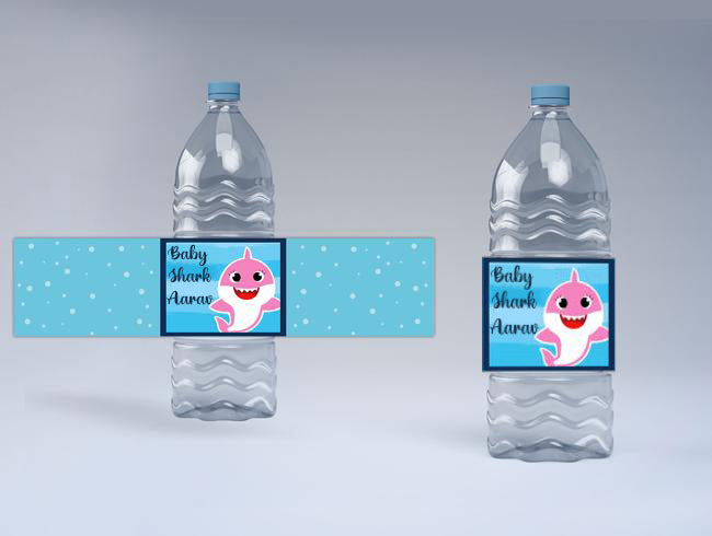 Baby Shark Theme Water Bottle Labels