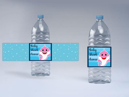 Baby Shark Theme Water Bottle Labels