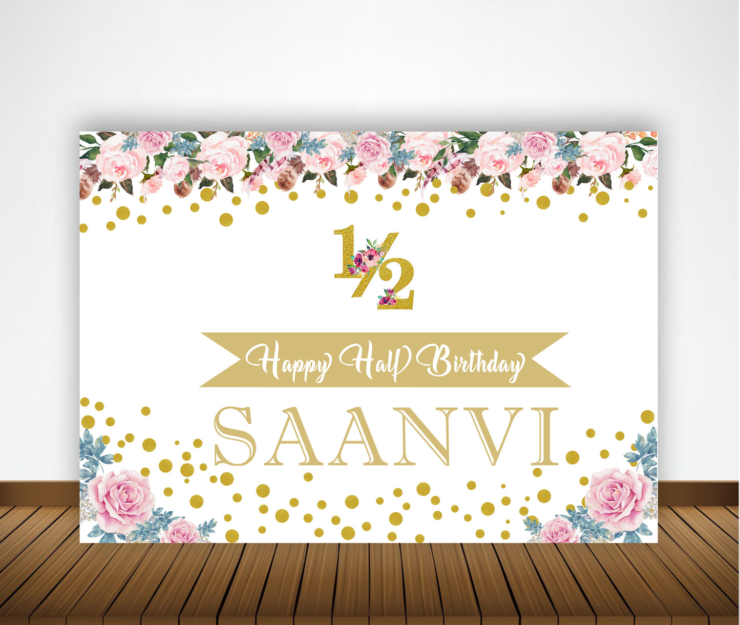 Half Birthday Girls Birthday Party Backdrop