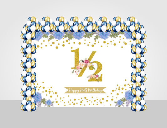 Half Birthday Boys Decoration Kit With Backdrop And Balloons