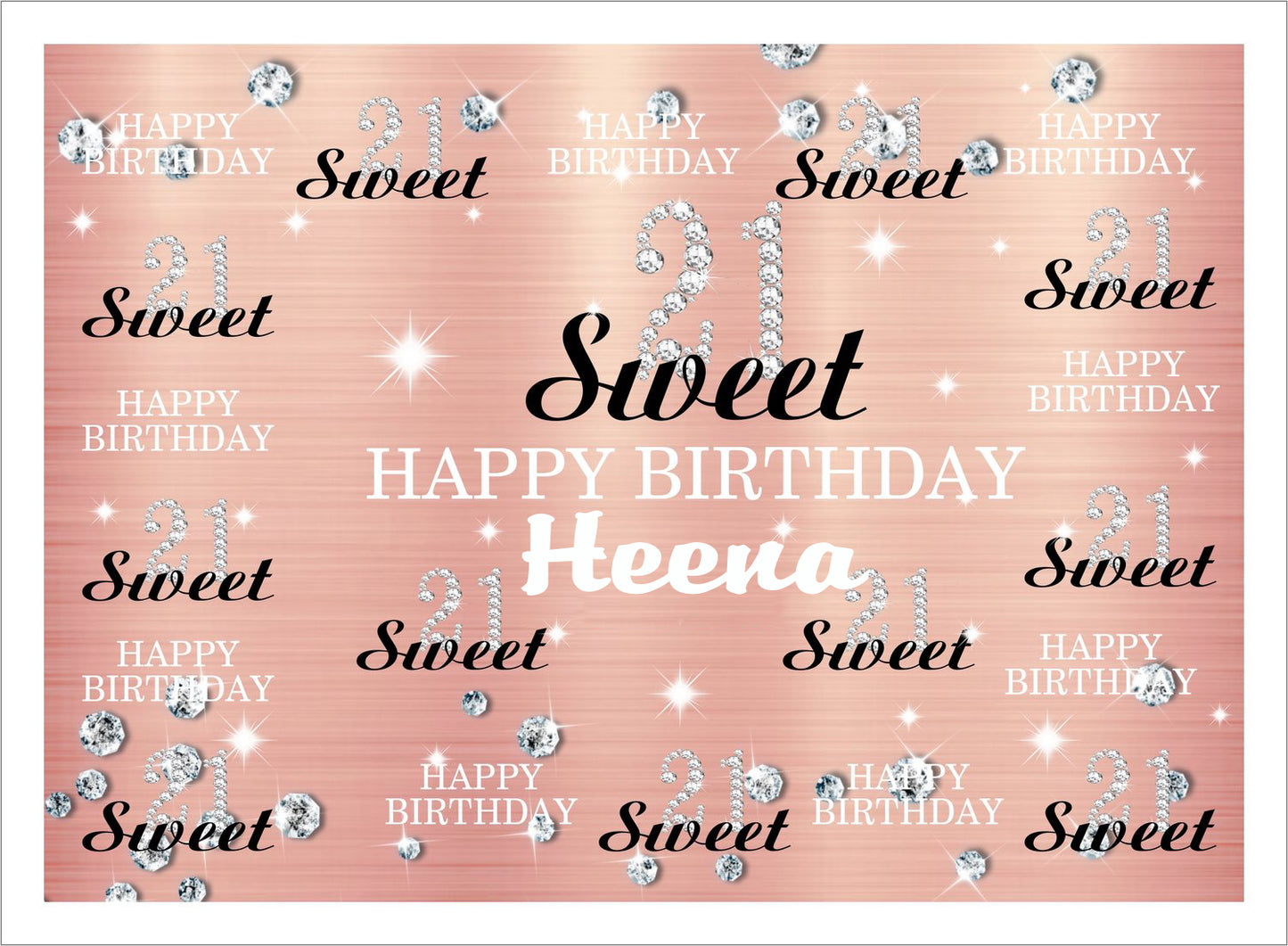 Personalize 21th Birthday Pink Party Backdrop Banner