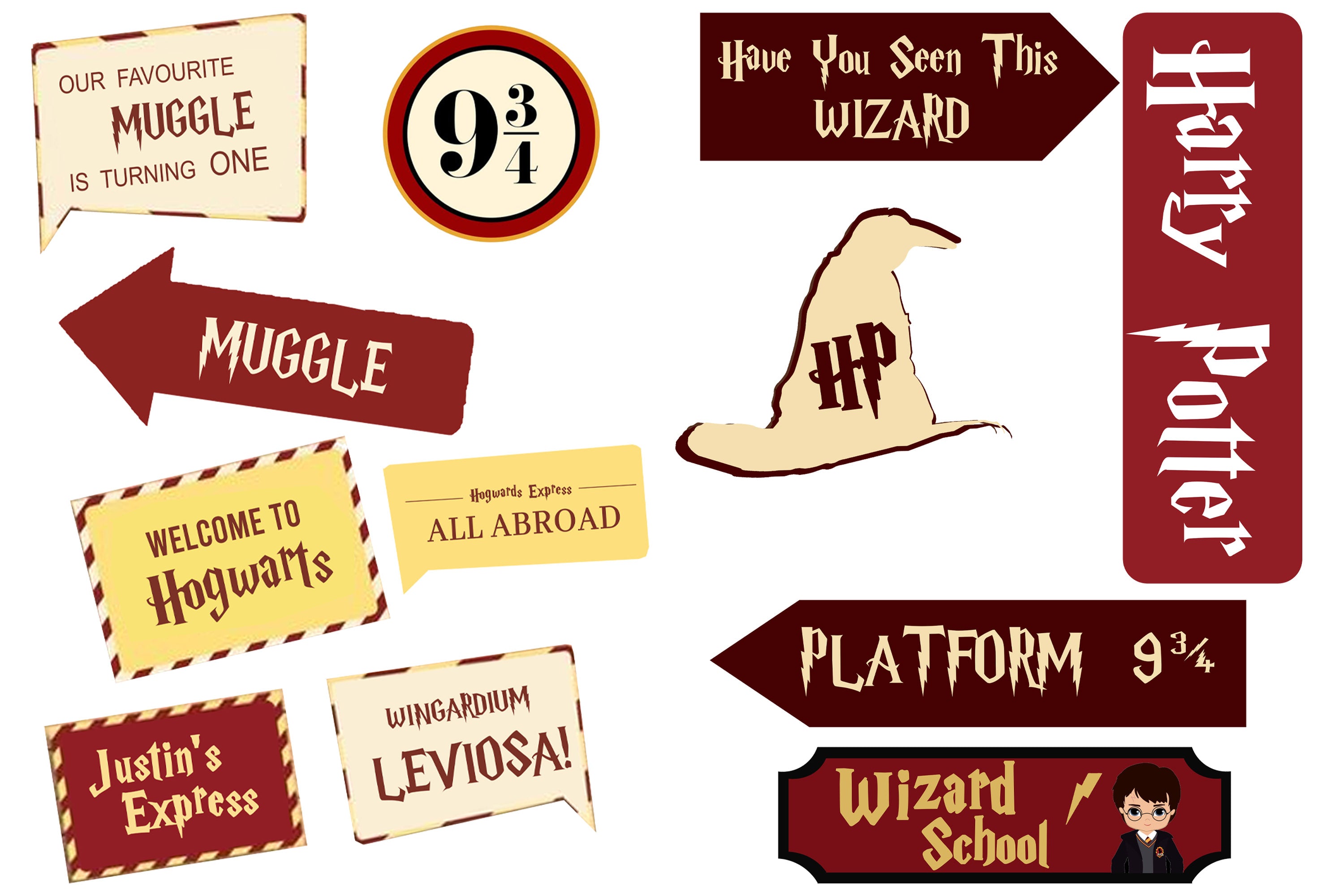 Harry Potter Photo Booth Props, Printable Harry Potter PhotoBooth Props