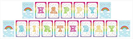 Personalized Rainbow Girls Banner For Birthday Decoration I Happy Birthday Banner