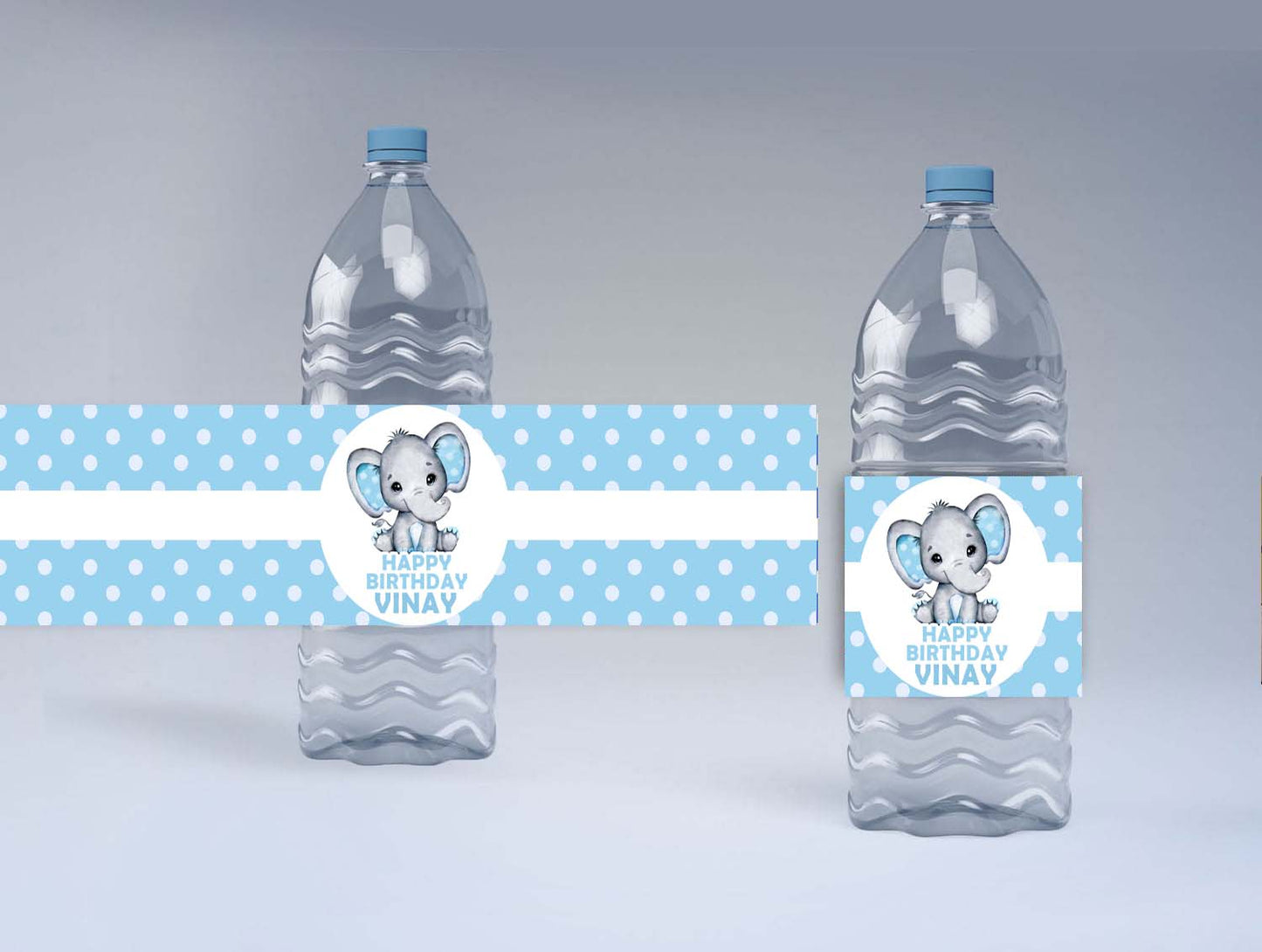 Elephant Theme Birthday Party Water Bottle Labels
