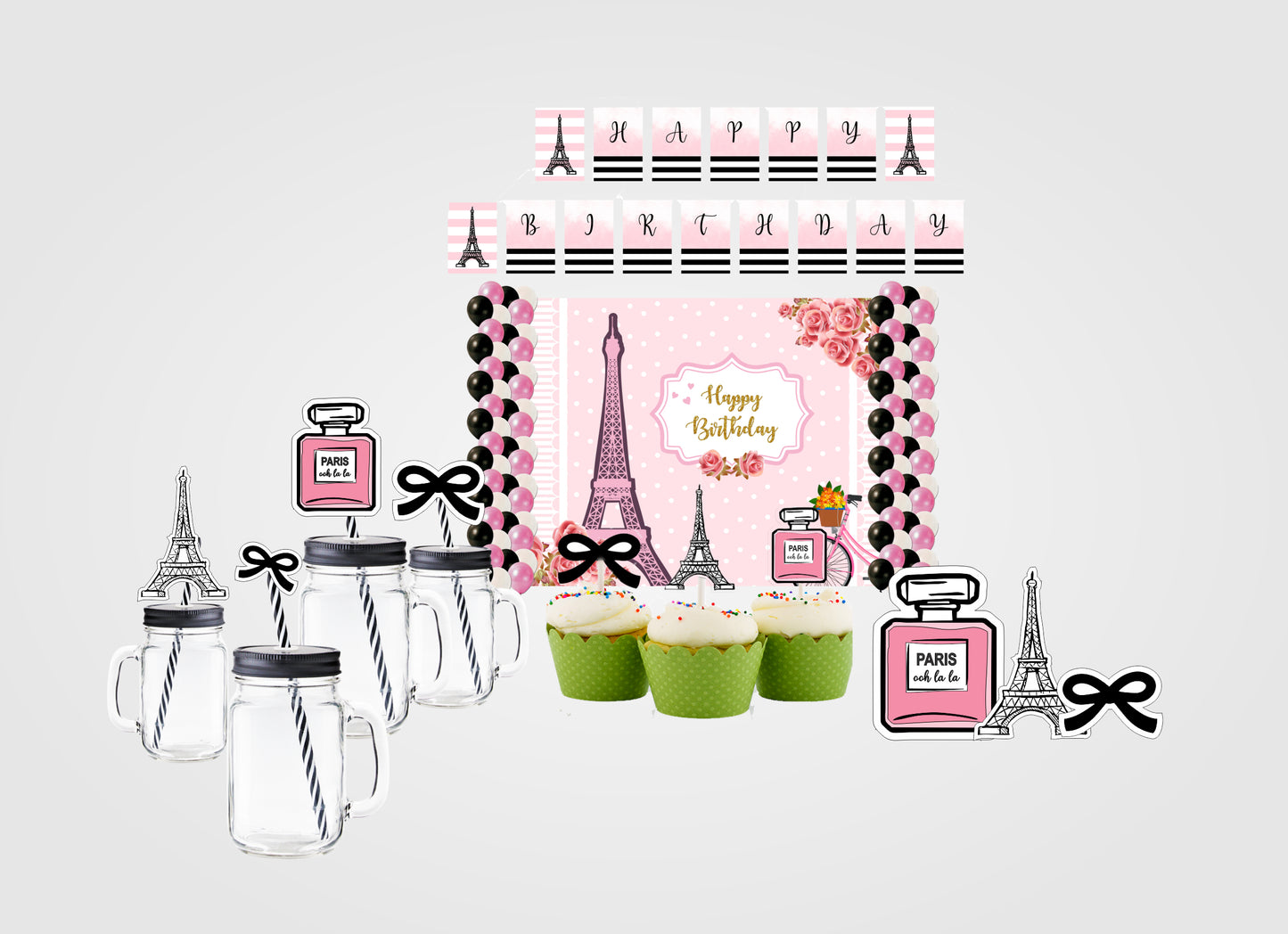 Oh La La Paris Theme Birthday Party Decoration Kit