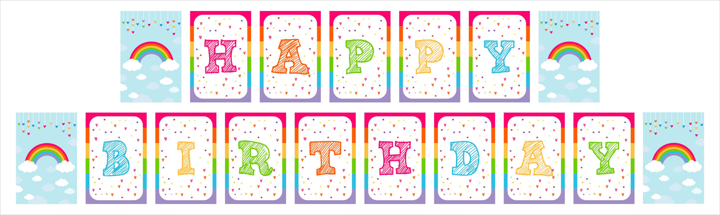 Rainbow Theme Birthday Party Banner for Decoration