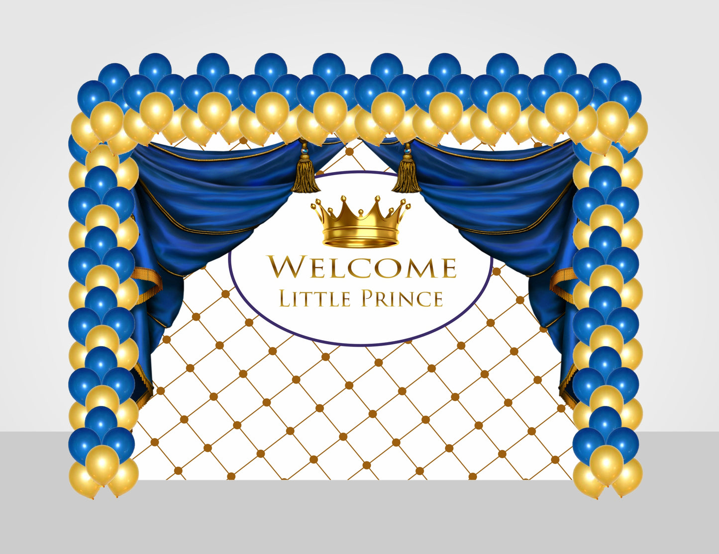 Combo Kit -Crown Prince Decoration Kit With Backdrop And Balloons
