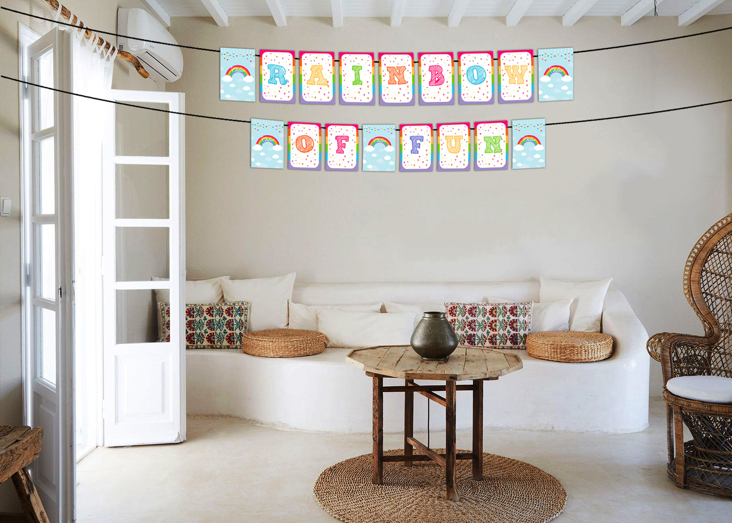 Rainbow Theme Birthday Party Banner for Decoration