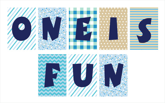 One Is Fun - Blue First Birthday Banner Decoration