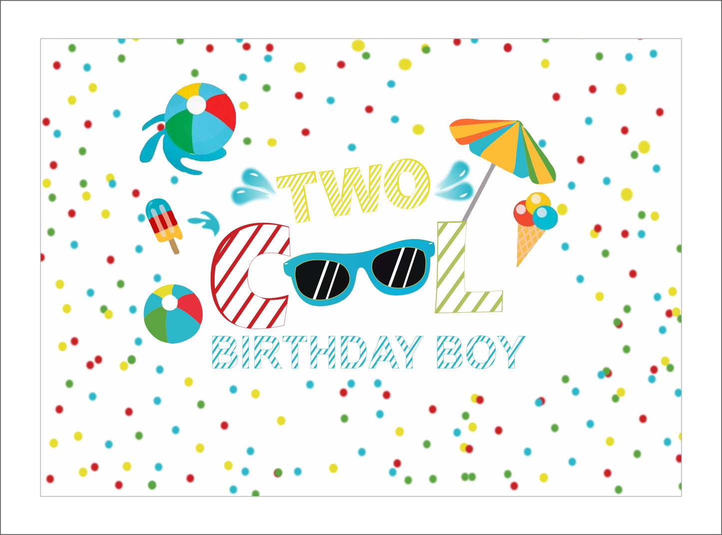 Two Cool Theme Birthday Party Backdrop