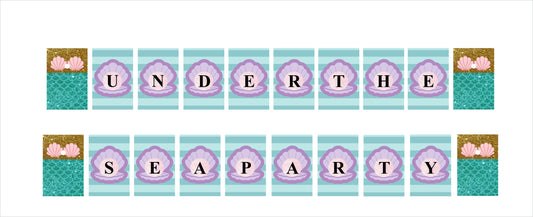 Mermaid Theme Under the Sea Party Banner for Decoration
