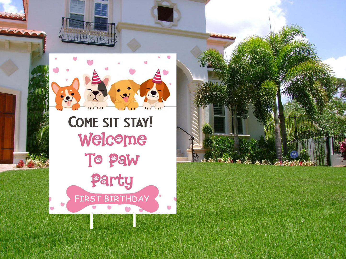 Dog Theme Birthday Party Welcome Board