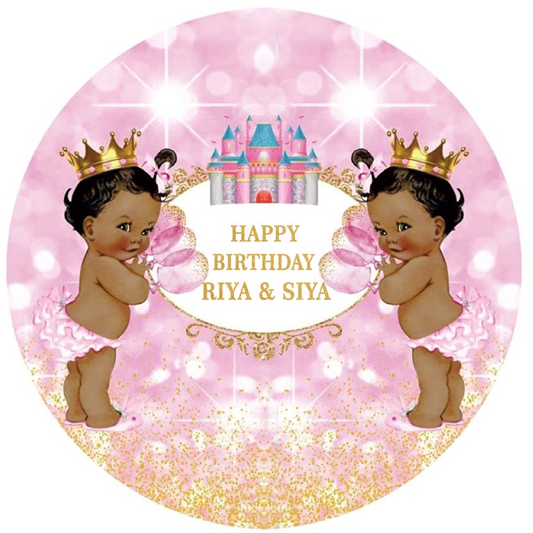 Twin Girls Theme Birthday Party Backdrop
