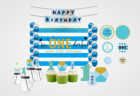 One Is Fun Decoration Kit With Backdrop And Decorations