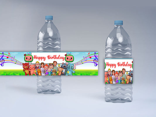 Cocomelon Theme Water Bottle Labels