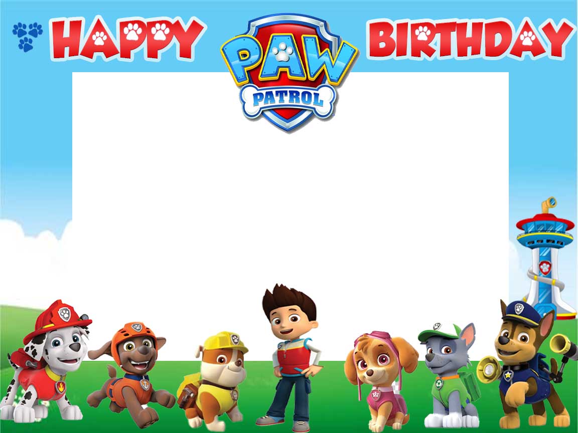 Paw Patrol Theme Birthday Party Selfie Photo Booth Frame