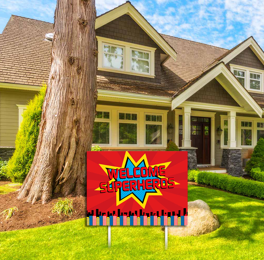 Super Hero Theme Birthday Party Welcome Board