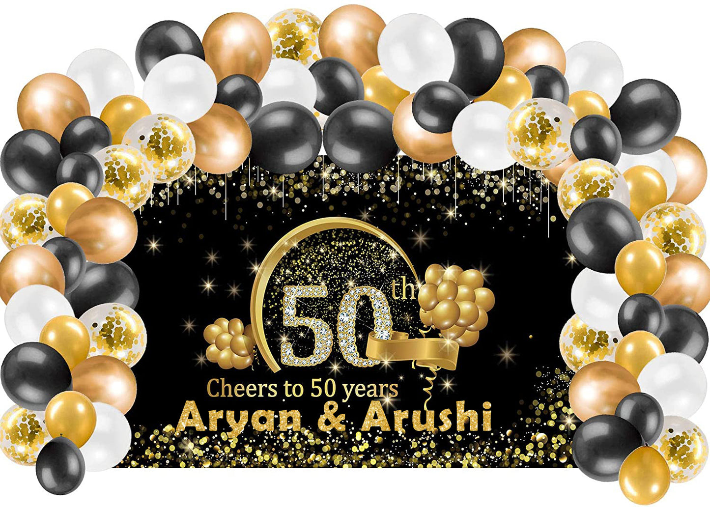 50th Anniversary Decorations Party Kit with Backdrop & Balloons