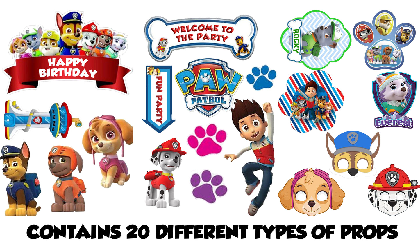 Paw Patrol Theme Birthday Party Photo Booth Props Kit