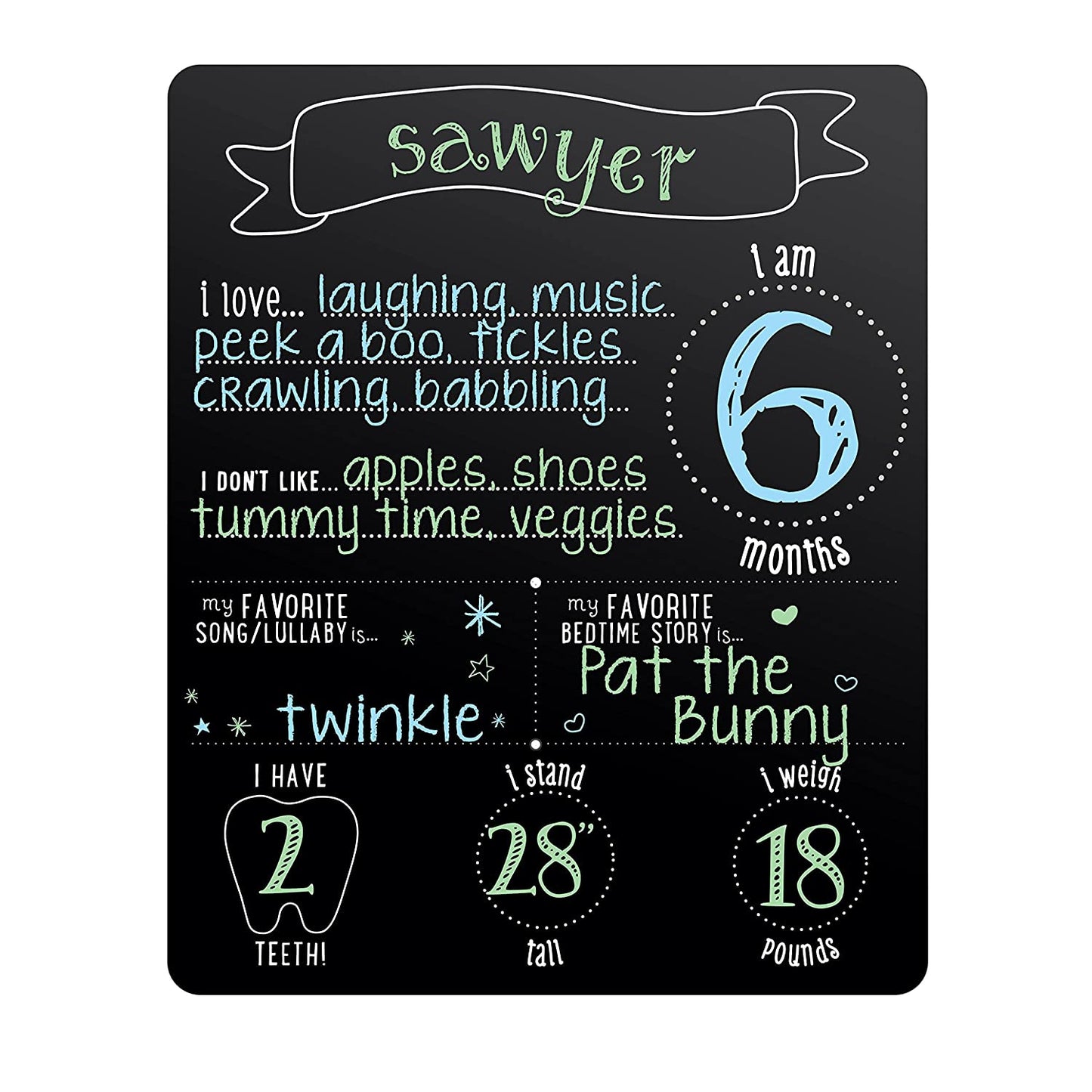 Half Birthday Birthday Party Customized Chalkboard/Milestone Board