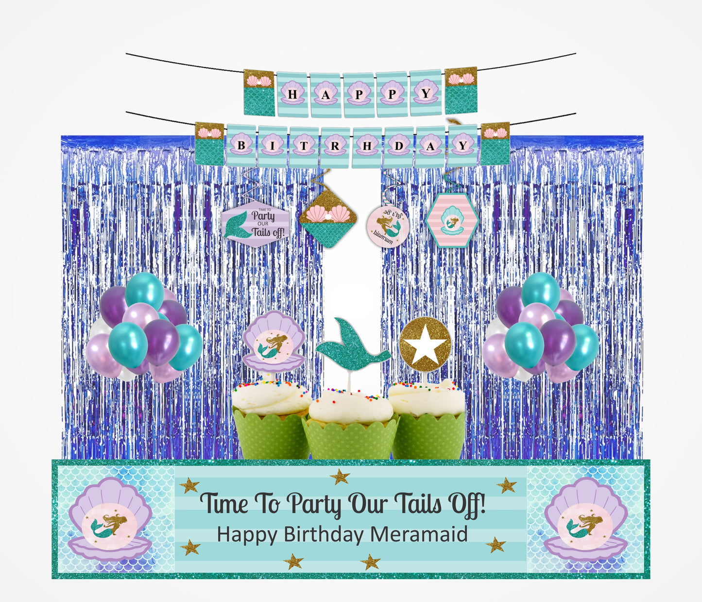 Mermaid Theme Birthday Party Decoration Kit