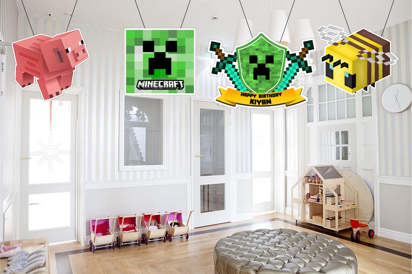 Minecraft Theme Birthday Party Hangings