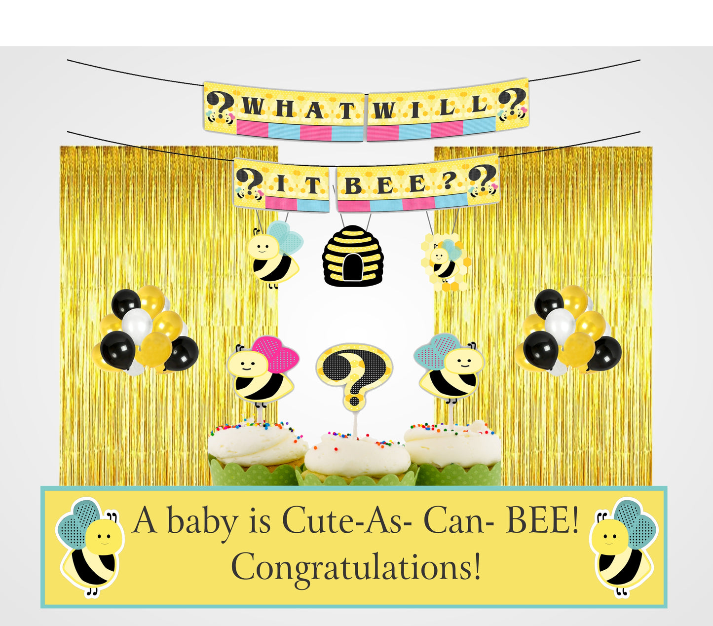 Baby Shower What It will BEE Party Decoration Kit