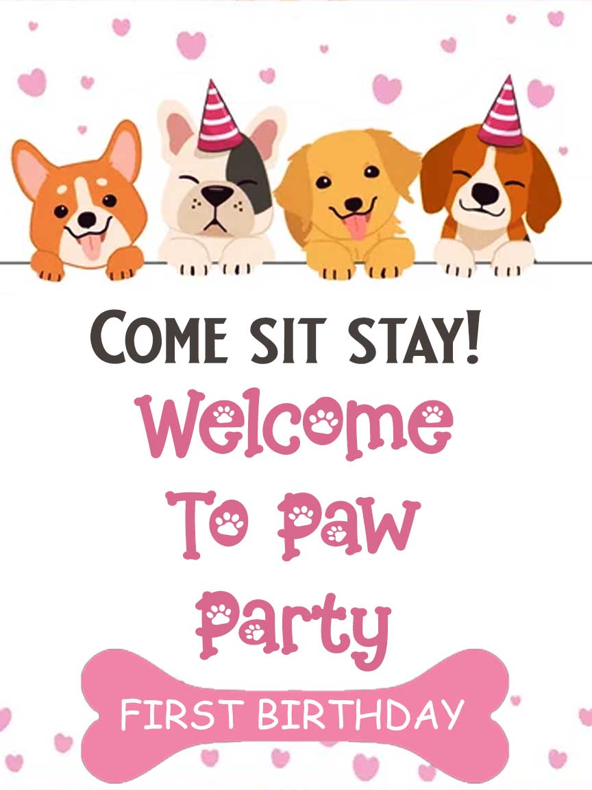 Dog Theme Birthday Party Welcome Board