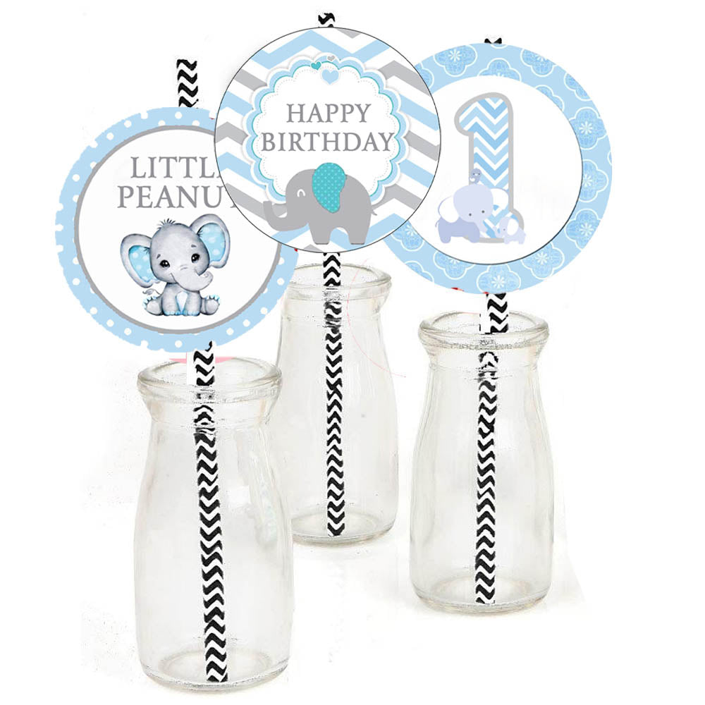 Elephant Theme Birthday Party Straws for Decoration