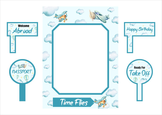 Theme Birthday Party Selfie Photo Booth Frame & Props