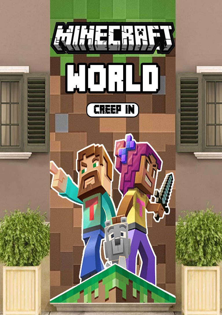 Minecraft Welcome Banner Roll up Standee (with stand)