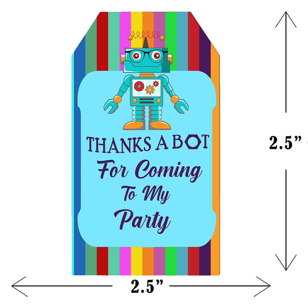 Robot Theme Birthday Party Thank You Gift Tags
