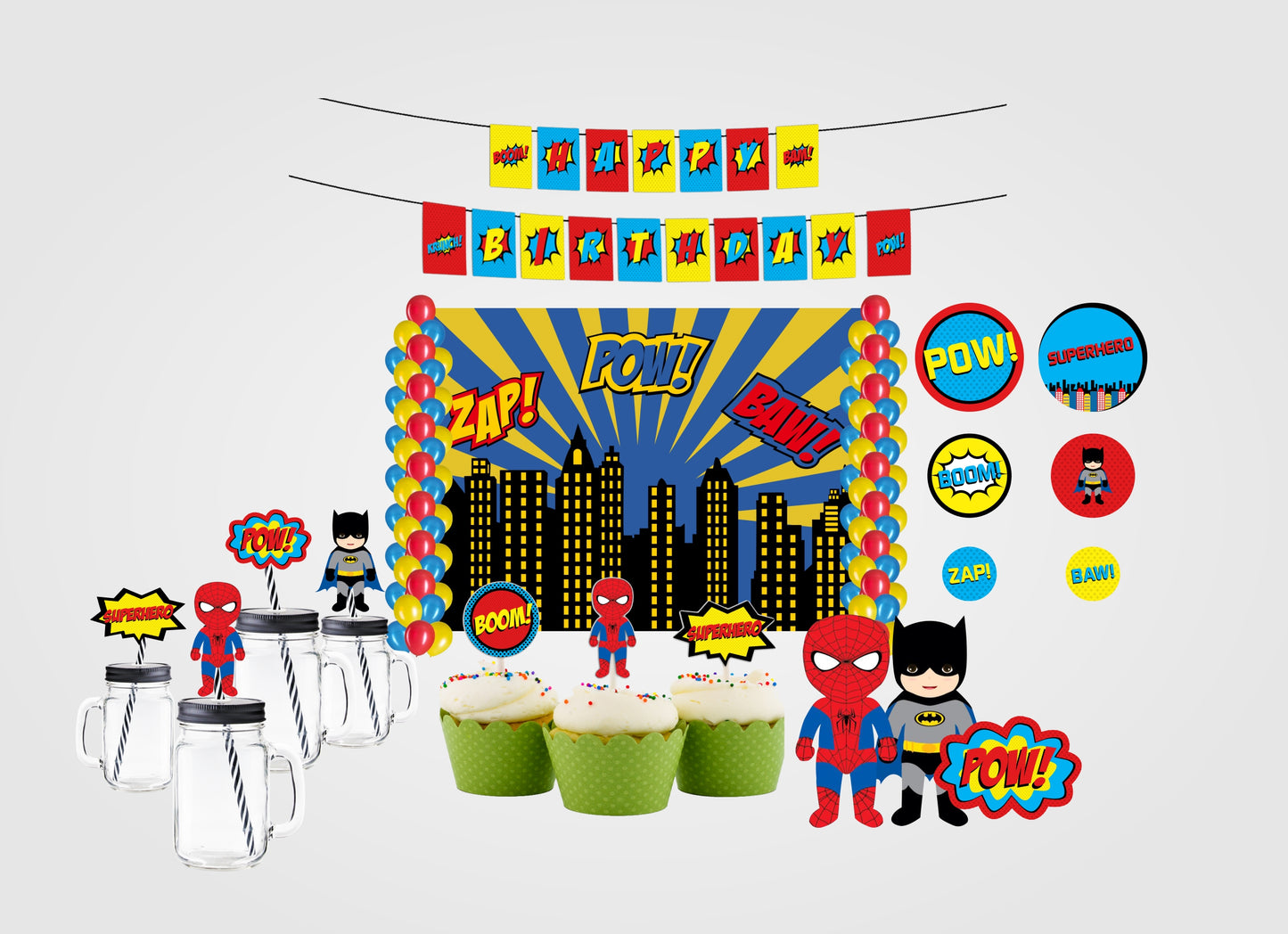 Super Hero Theme Birthday Complete Party Set