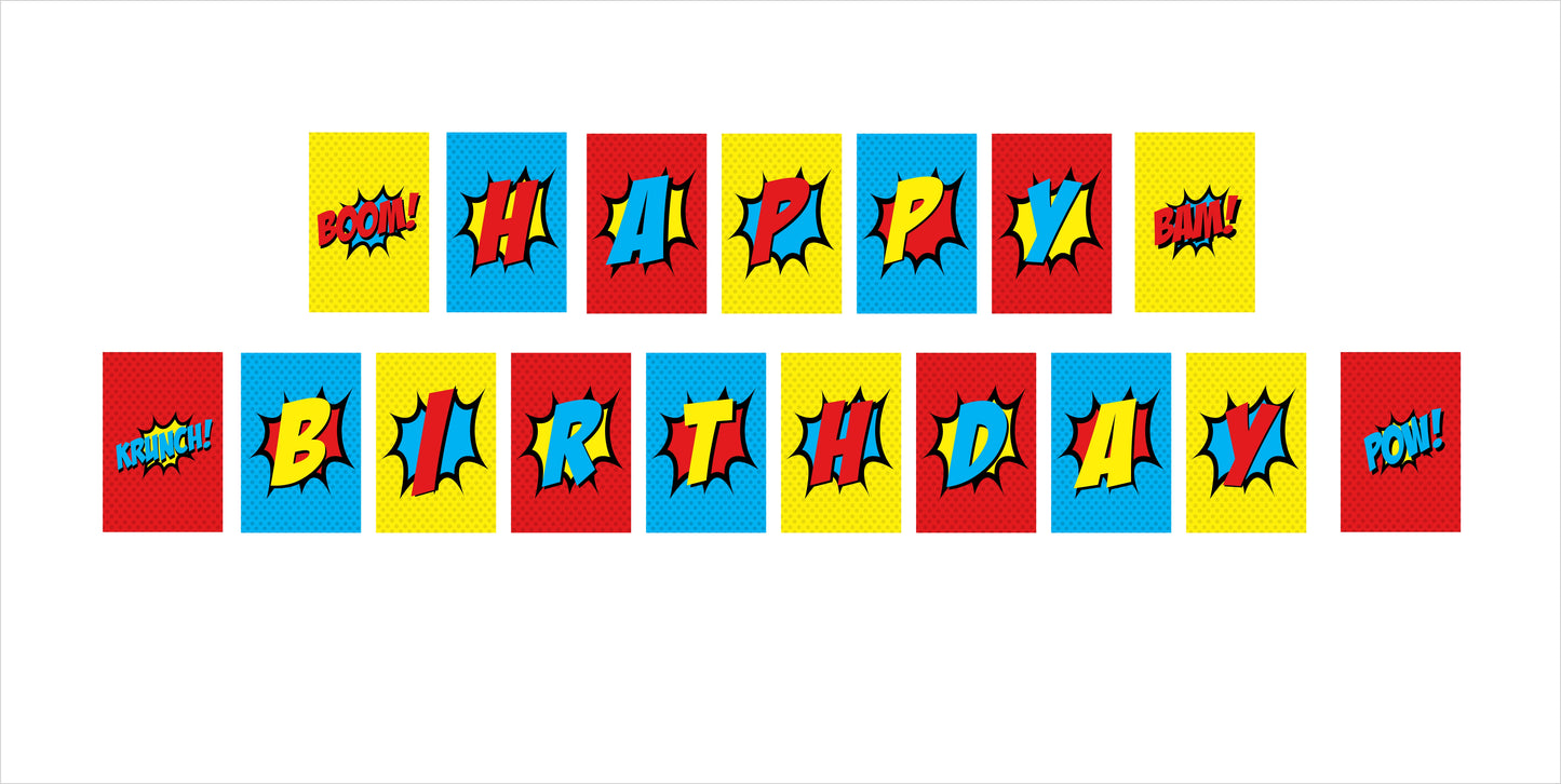 Super Hero Theme Birthday Party Banner for Decoration