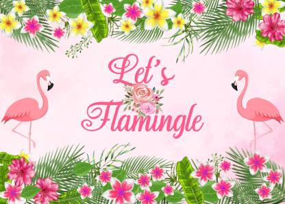 Personalize Flamingo Birthday Backdrop Banner