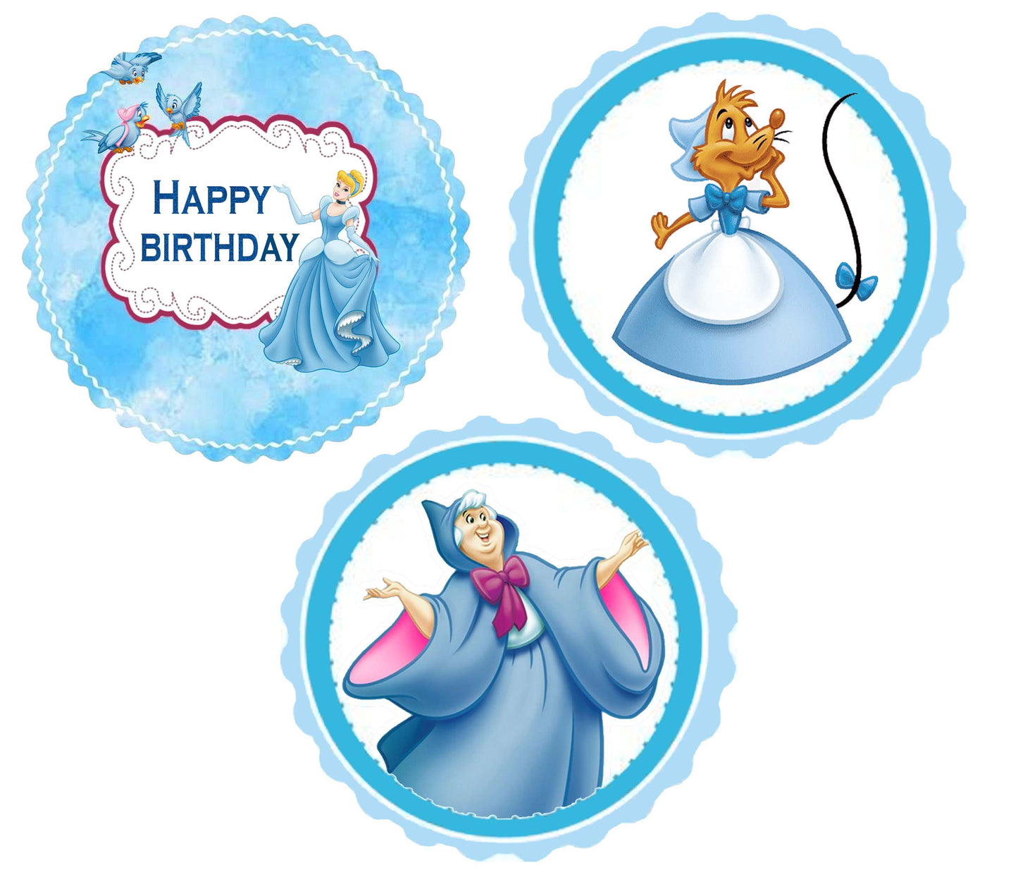 Cinderella Theme Birthday Party Cupcake Toppers