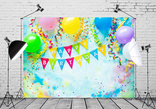 Personalize Joyful Birthday Party Backdrop Banner