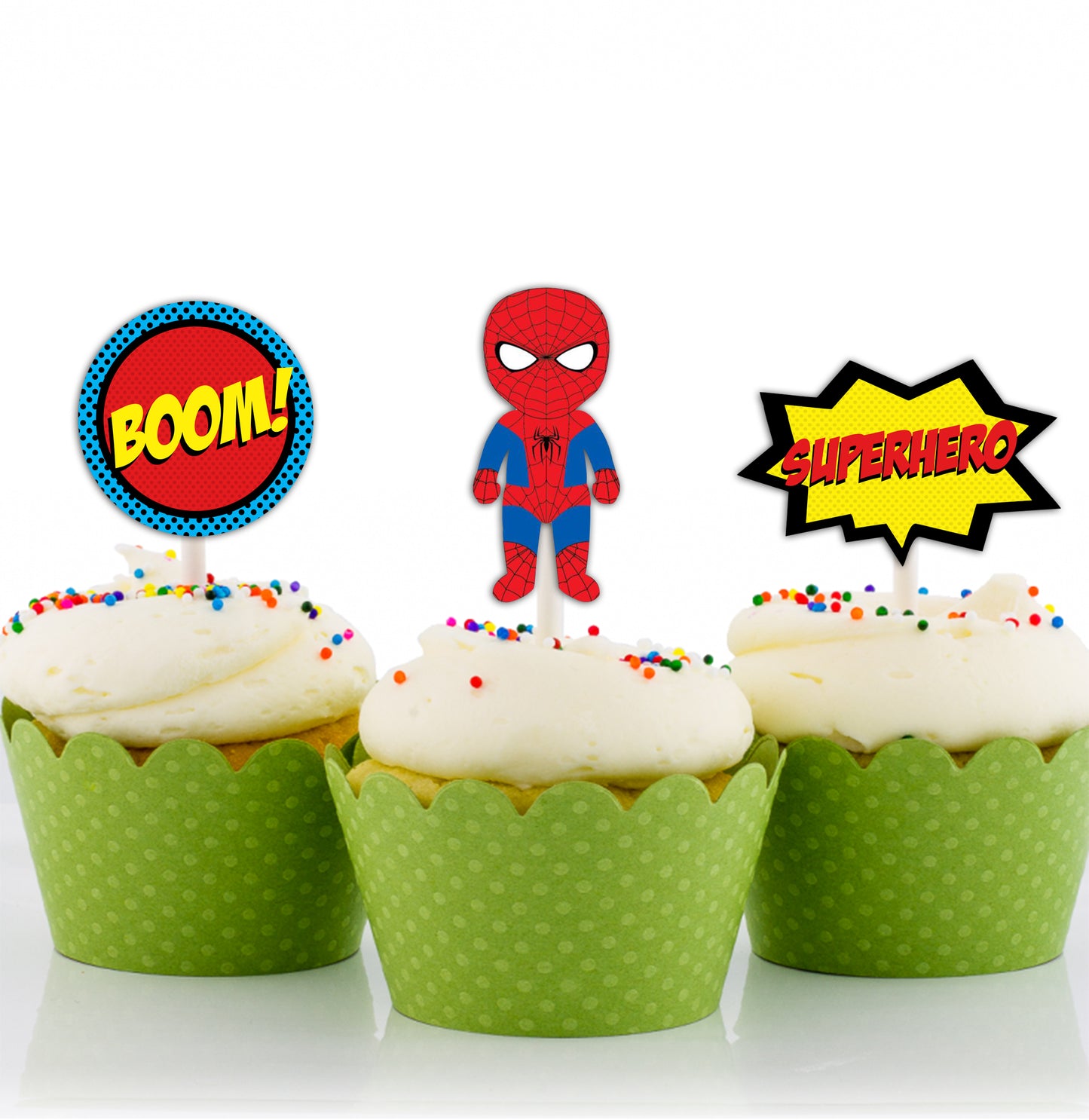 Super Hero Theme Birthday Party Cupcake Toppers for Decoration