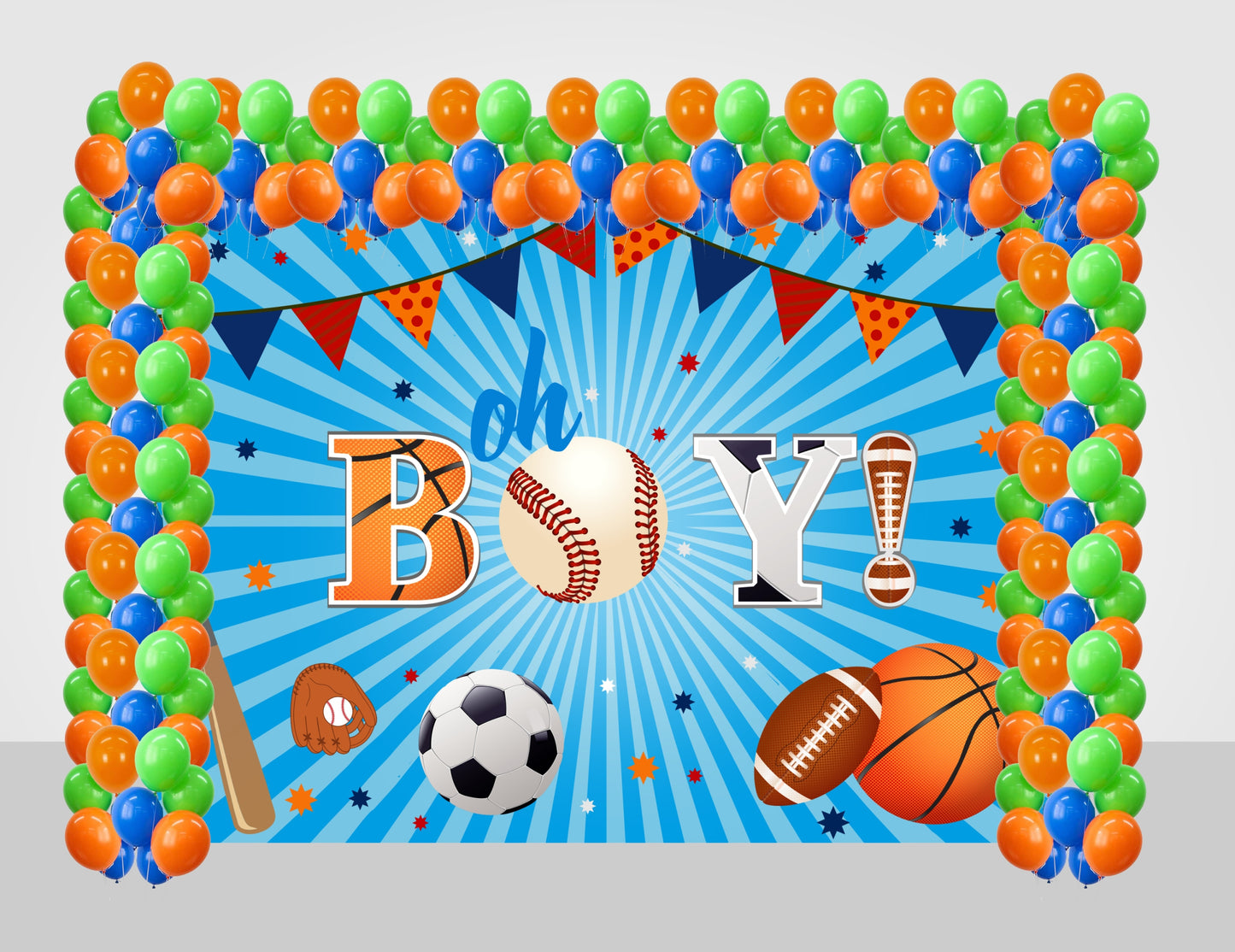Sports Theme Birthday Party Decoration Kit with Backdrop & Balloons