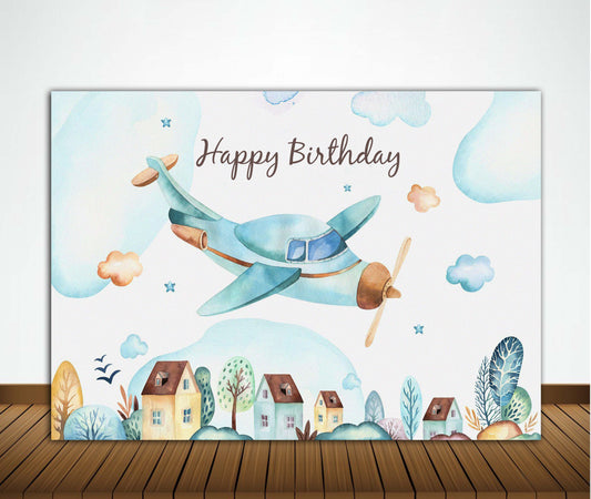 Airplane Theme Birthday Party Backdrop