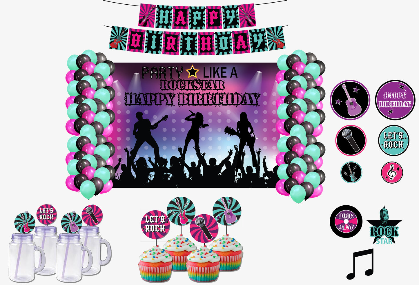 Rockstar Theme Birthday Complete Party Kit