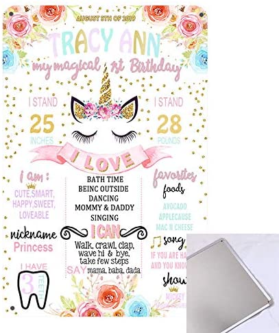 Unicorn Theme Customized Chalkboard/Milestone Board for Kids Birthday Party