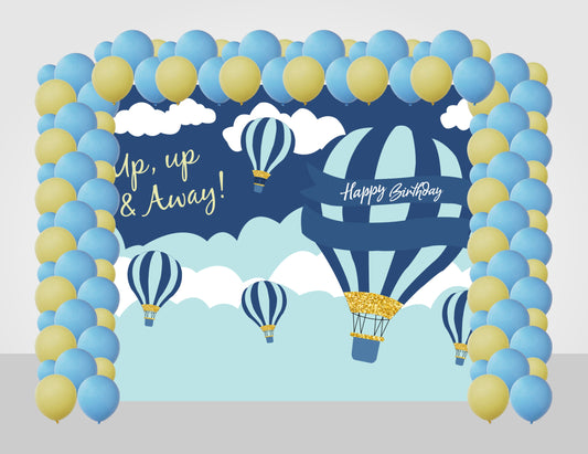 Hot Air Theme Birthday Party Decoration Kit with Backdrop & Balloons