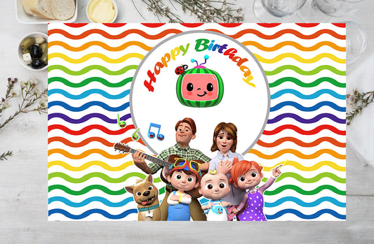 Cocomelon Theme Birthday Table Mats for Decoration