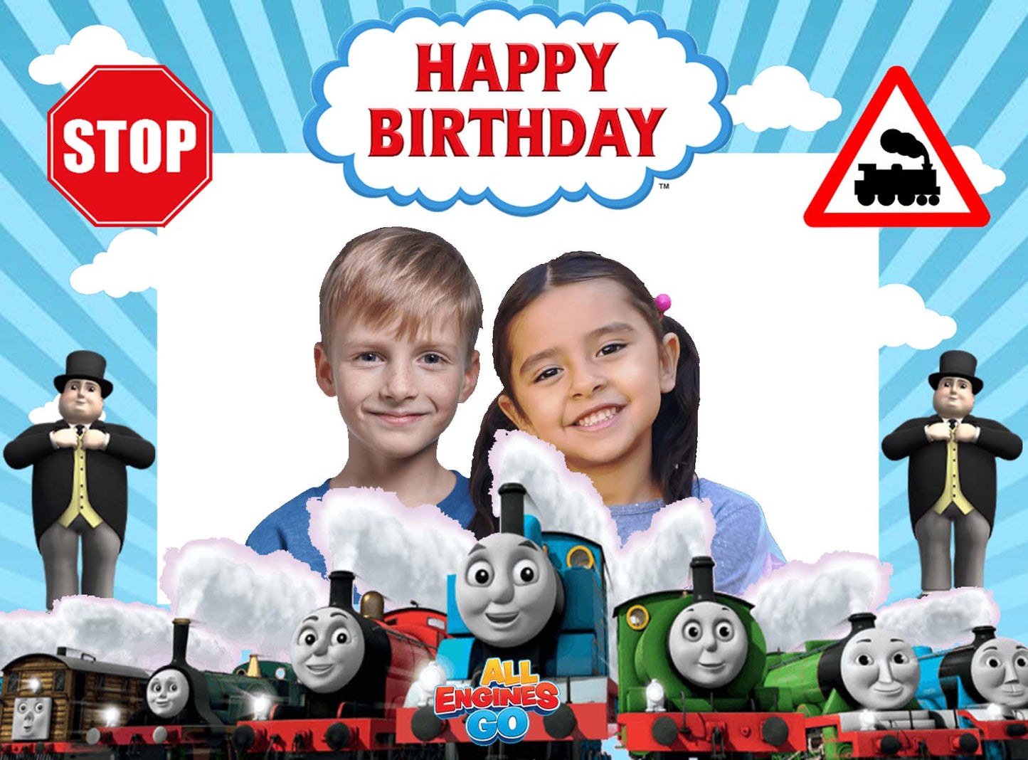 Thomas & Friends Theme Birthday Party Selfie Photo Booth Frame