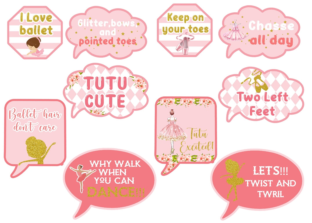 Ballerina Theme Birthday Party Photo Booth Props Kit