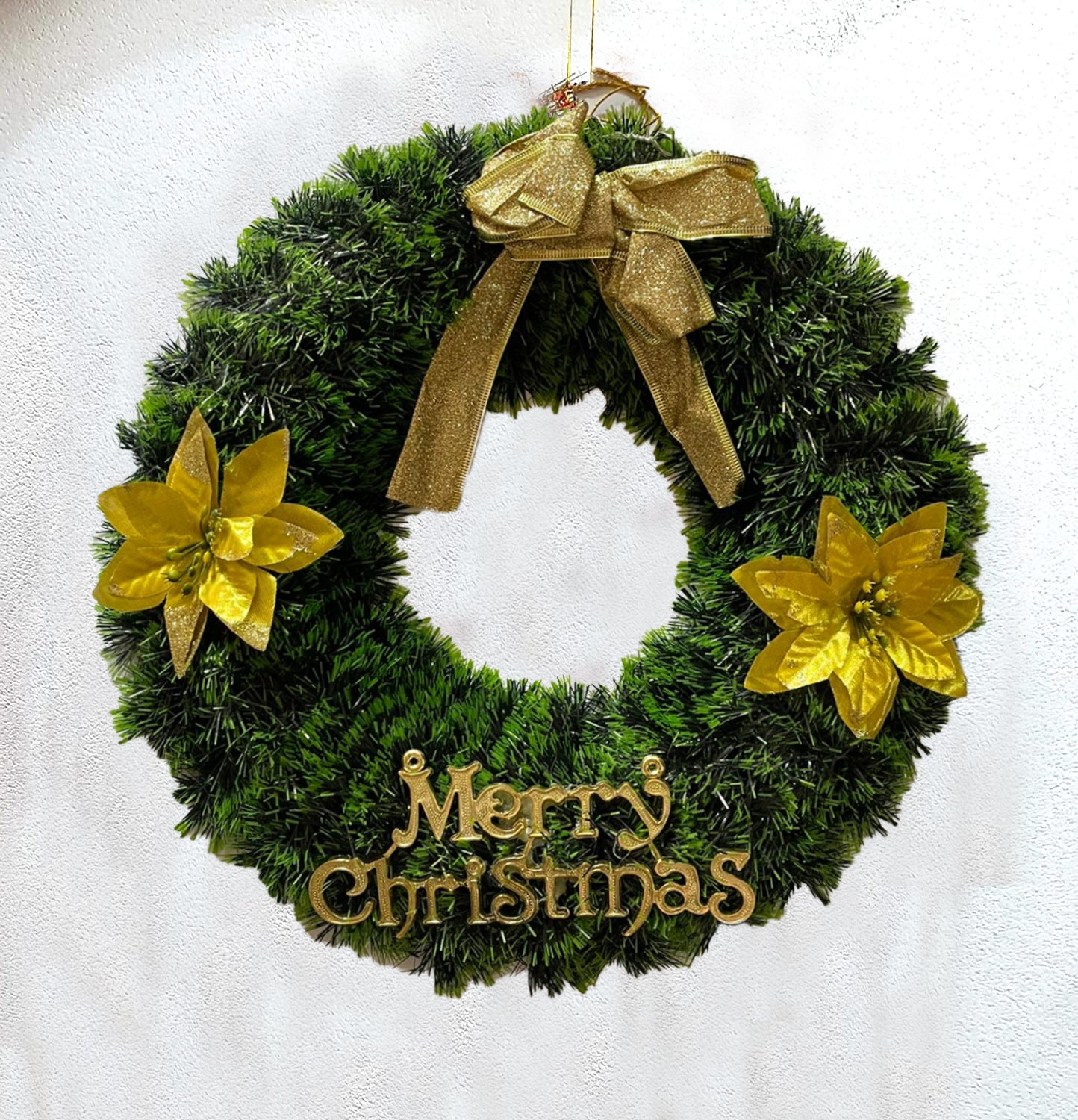 Christmas Wreath, 12 Inch Traditional Christmas, Artificial Decorative Wreath -1 Pc