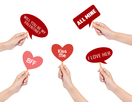 Valentine Party Photo Booth Props Kit